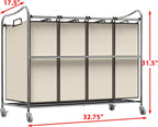 Simple Houseware 4-Bag Heavy Duty Rolling Laundry Sorter Cart, Chrome