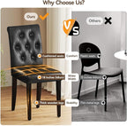 Upholstered Dining Chairs Set of 4, Button Tufted Parsons Dining Chair with Solid Wood Legs, Modern PU Leather Side Chair for Dining Room/Kitchen/Restaurant/Hotel- Black