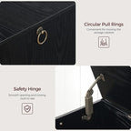 47.2" Toy Chest, Sturdy Entryway Storage Chest with Safety Hinge, Retro Toy Box, Wooden Look Accent Furniture for Living Room, Bedroom, Black SCBK48801
