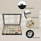 Stratalife Jewelry Tray 24 Grid Earring Organizer with Clear Lid Jewelry Holder Organizer Jewelry Organizer Box Jewelry Storage Crystal Holder For Stones Display (Beige Black)