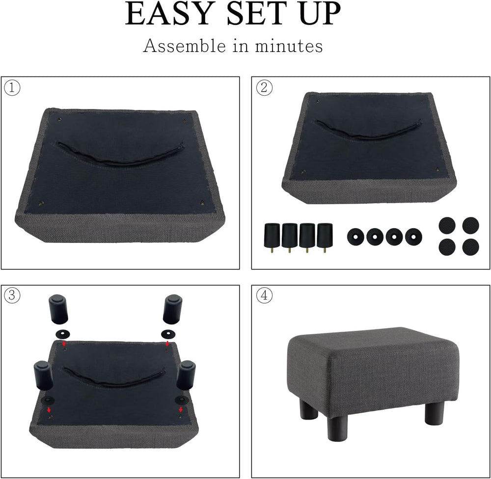 O2B Modern Foot Stool, Boucle Stool Footrest Ottoman, Upholstered Rectangular...