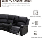 Manual Recliner Sectional Sofa Set, Bonded Leather L-Shaped Living Room Furniture Sets, Reclining Sectional Corner Couch and 2 Reclining Chairs Set for Home Office (Black, Sectional + 2 Chairs)