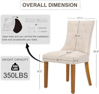 Upholstered Tufted Dining Chairs Set of 4, Fabric Side Dining Room Chairs with Nailhead Back Ring Pull Trim Solid Wood Legs, Beige