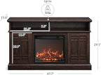 BELLEZE 48" TV Stand with 18" Electric Fireplace Heater, Modern TV Stand for TVs up to 50", Entertainment Media Stand with Open Shelves and Storage Cabinets for Living Room, Bedroom (Espresso)