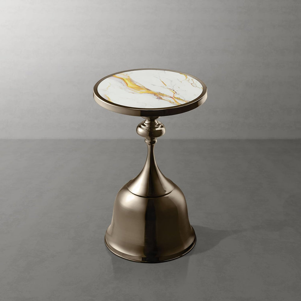 Homes: Inside + Out Halric Modern 24" Tall Round End Table with Decorate...
