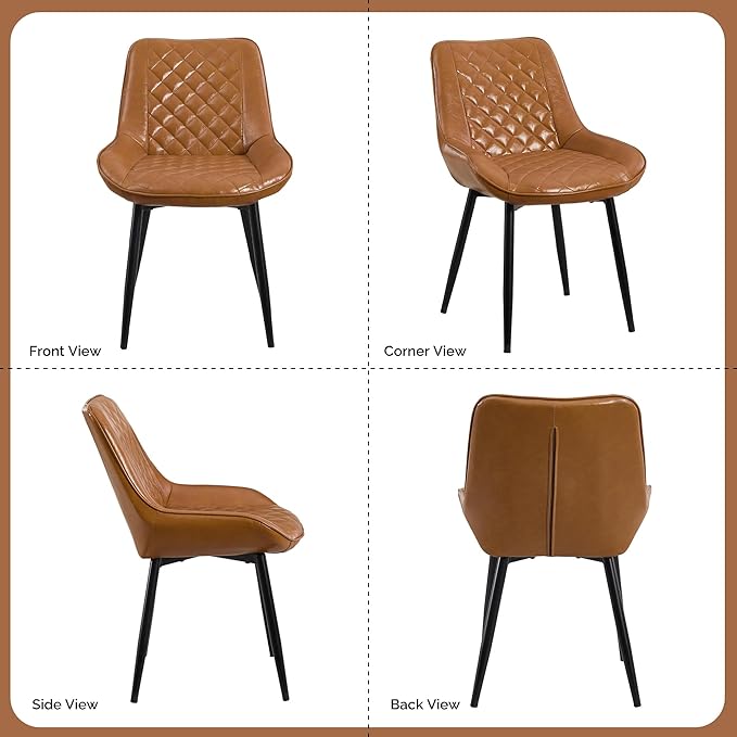 Dining Chair Set of 2, Modern Dining Chairs with Thick Cushions, Faux Leather...