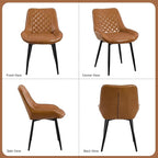 Dining Chair Set of 8, Modern Dining Chairs with Thick Cushions, Faux Leather Upholstered Kitchen Dining Room Chairs with Metal Adjustable Legs for Dining Living Room, Brown