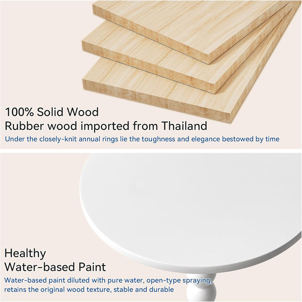 Aibiju Side Table, Wood Round Drink Table, Small End Table, Weighted Base Ped...