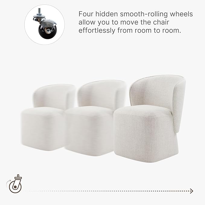 Upholstered Dining Chair with Casters No Assembly Linen DeakChair Wingback Single Sofa for Kitchen Diningroom Bedroom Readingroom,1 PCS,Linen