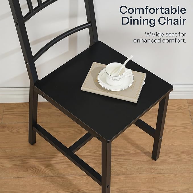 HOOBRO Kitchen Chairs Set of 2, Wooden Dining Room Chairs with Metal Frame, D...