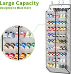 KEEPJOY 20-30 Pairs Over the Door Shoe Organizer, Mesh Hanging Shoe Rack for Door Storage with 20 Wide Deep Pockets,10-Tier White Door Shoe Holder Fits Sneakers, Boots.