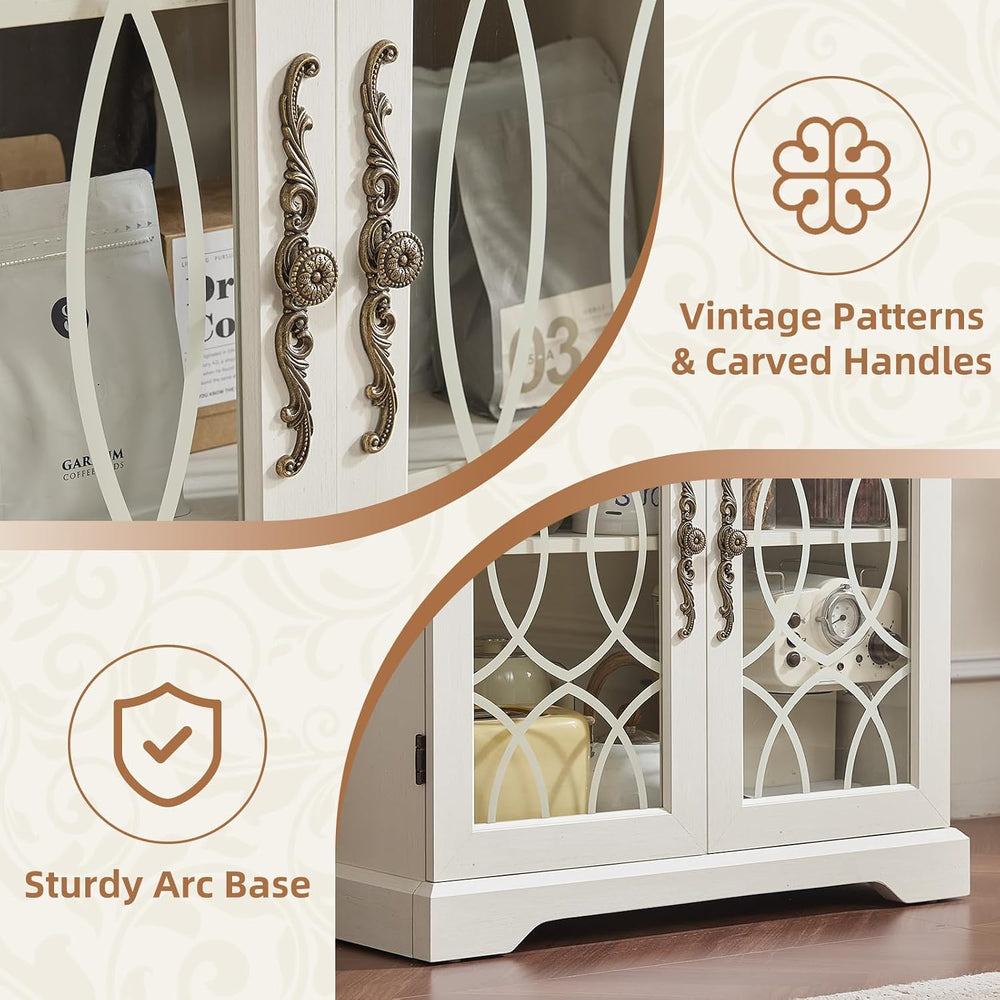 Joaxswe 67" Tall Bookshelf, Vintage Book Shelf with Glass Doors, 5-Tier ...