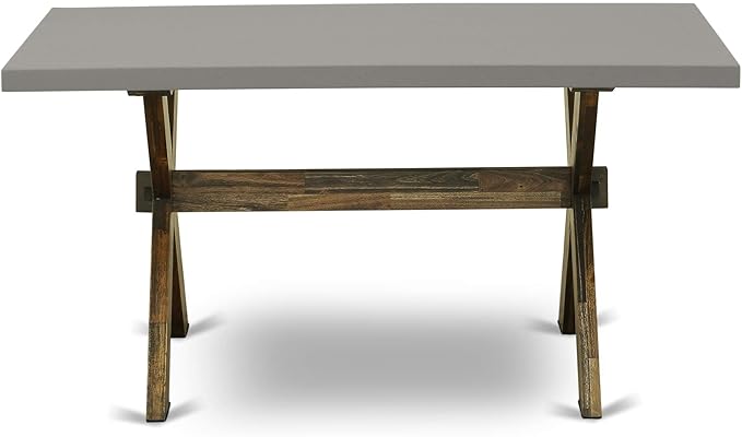 East West Furniture X797FL716-6 6 Piece Dining Table Set Contains a Rectangle Kitchen Table with X-Legs and 4 Dark Khaki Linen Fabric Parson Chairs with a Bench, 40x72 Inch, Multi-Color