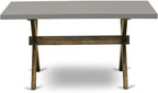 East West Furniture X797FL716-6 6 Piece Dining Table Set Contains a Rectangle Kitchen Table with X-Legs and 4 Dark Khaki Linen Fabric Parson Chairs with a Bench, 40x72 Inch, Multi-Color