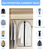 Garment Bags for Hanging Clothes 24'' x 48'' (Set of 12) Coat Covers for Closet Foldable Washable Dress Bags for Hanging Clothes for Long Dress Dance Costumes Suits Gowns Coats