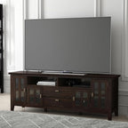 SIMPLIHOME Artisan TV Stand - 53 inch Wide Solid Wood Tall Media Console in Dark Chestnut Brown, Contemporary Entertainment Center for Living Room for TVs up to 60 Inches with Cable Management