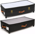 AVOKIHI Under Bed Storage Containers with Wheels 2-Pack, 60L Large Underbed Organizer Box for Clothes, Blankets & Shoes, 9.5 Inch Adjustable Height Under the Bed Storage Bin with Clear Top (Black)