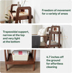100% Solid Wood 3-Tier Ladder Shelf, Small Bookcase, Storage End Table, Open Display Stand for Living Room, Bedroom, Kitchen, Bathroom (Walnut Color)
