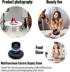 JAYEGT Motorized Rotating Display Stand with LED Light , 10 inch /55lbs Load, 360 Degree Electronic Turntable Display Stand for Photography Products Shows, Jewelry, Watch, 3D Models, Cake (Black)