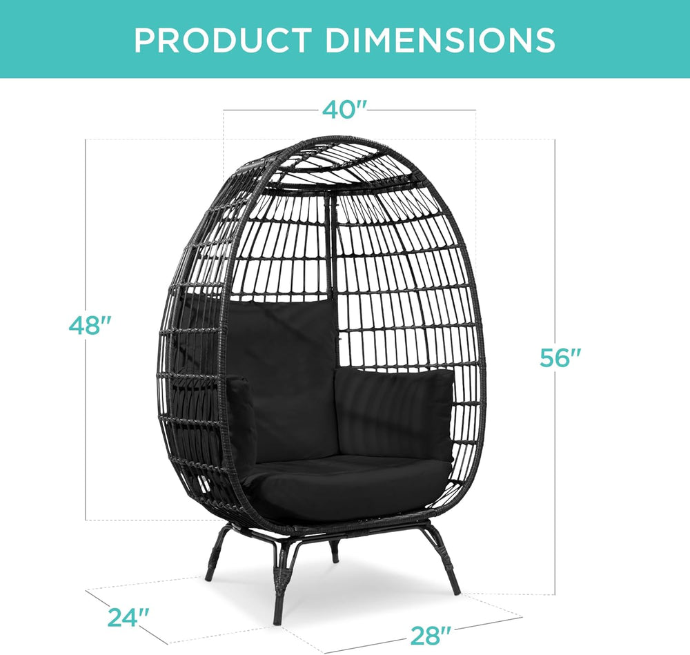 Best Choice Products Wicker Egg Chair, Oversized Indoor Outdoor Lounger for P...