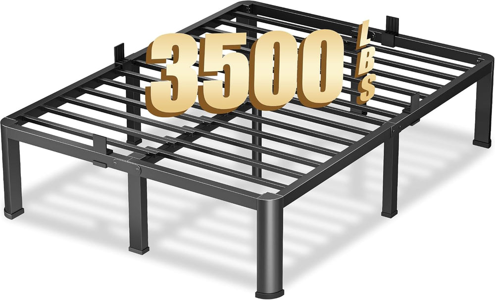VIPSHOW 14 Inch Queen Heavy Duty 3500lbs Bed Frame with Round-Corner