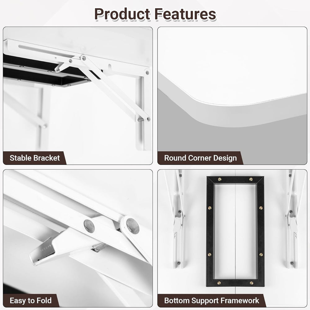 Neoaider Wall Mounted Folding Desk 23.6” x 15.7”, Drop Down Table with Metal ...
