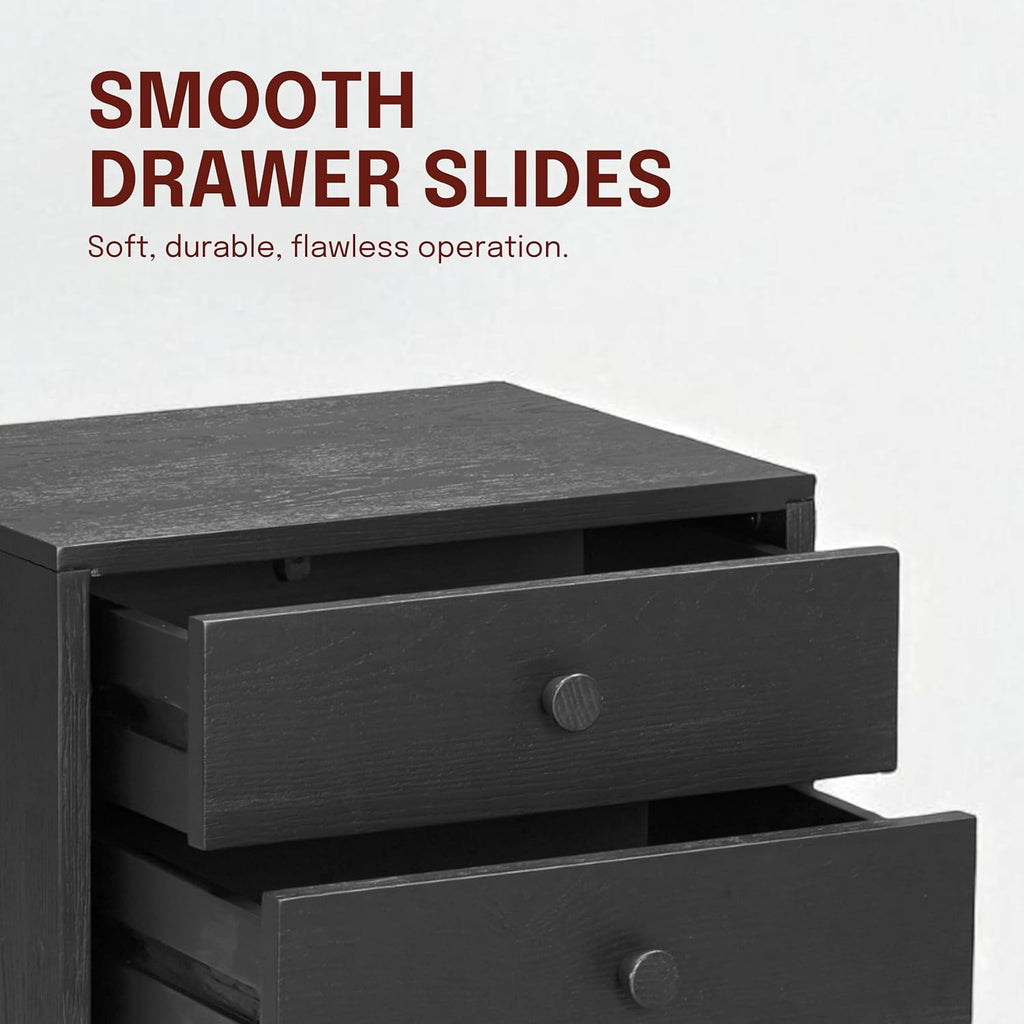 NTC Lux Nightstand with 2 Drawers, Featuring Adaptable Design, 150 lbs Load Capacity, Water-Resistant, Elevate Your Space, Easy Assembly - Burnt Black