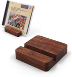Wooden CD Display Rack, DVD Holder & Phone Stand, Solid Wood Display for CD/DVD/Phone/Picture - 2 pcs (Brown)
