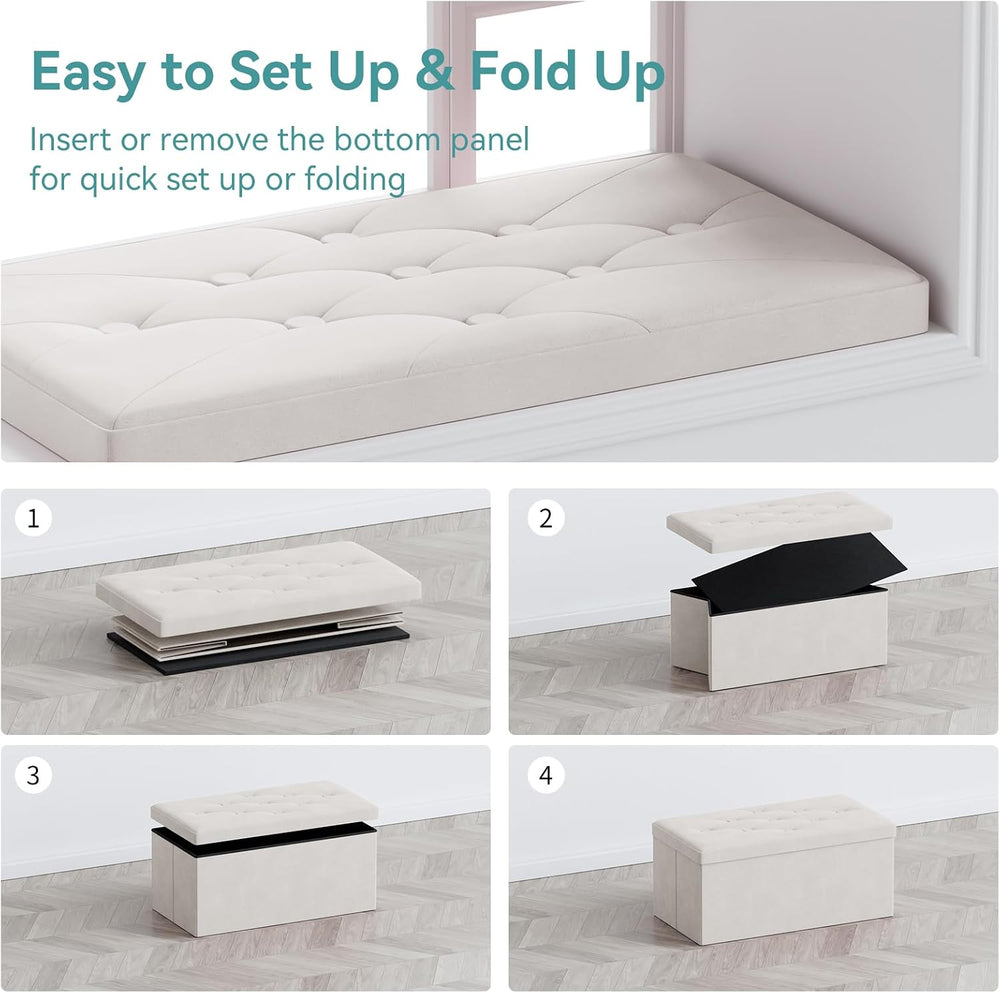 BRIAN & DANY Folding Storage Ottoman Bench, Ottoman with Storage, Foot Re...