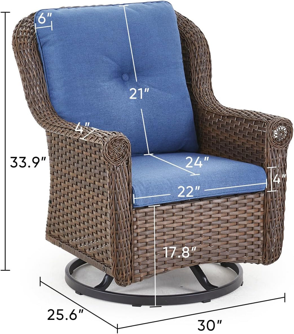 Patio Chairs Outdoor Swivel Glider - Set of 2 High Back Outside Brown Wicker ...
