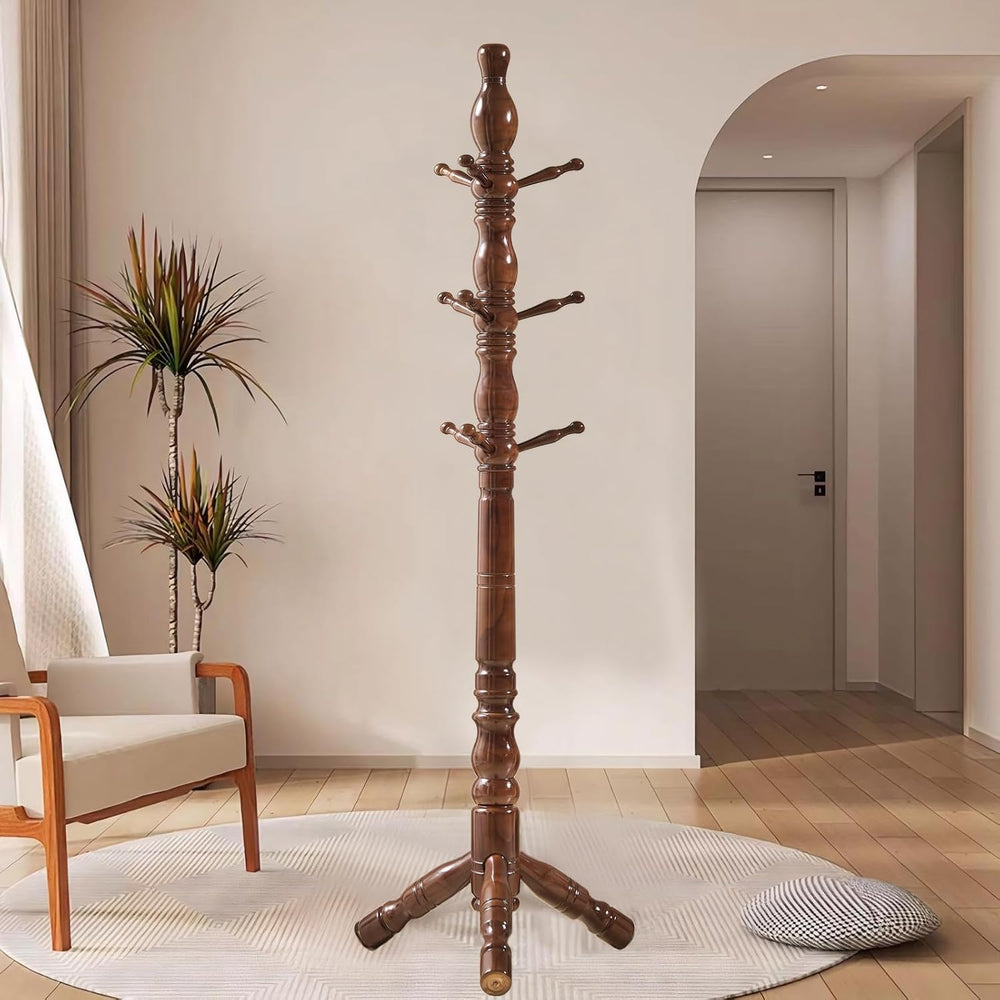 Coat Rack, Natural Wood Coat Racks with 3 Height Options and 9 Hooks,Coat Tre...