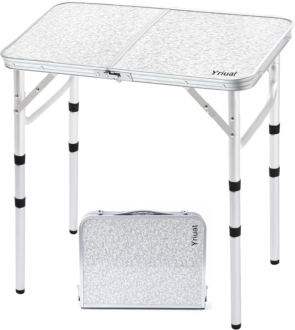 Folding Camping Table, Adjustable Height Portable Picnic Table, 24"x 16&...