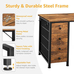 Office Desk with Fabric Drawers on Both Sides, 47 Inch Home Office Desk with 8 Fabric Drawers, Writing Study Work Computer PC Desks with Storage for Bedroom, Rustic Brown