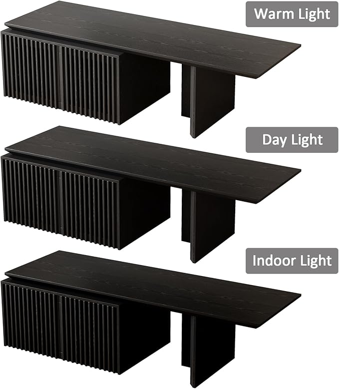 XEW Extendable TV Stand with Storage and Shelves, Wood Entertainment Center for 55+ Inch TV, Modern TV Console, Minimalist Media Console for Living Room, Bedroom-Black (Extendable: 60.6"-84.3")