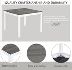 KEIKI 5-Piece Standard Height Dining Table Set with Square Table and 4 Upholstered Curved Backrset Chair, for 4 Person, Modern Wooden Table Set, Easy Assembly, for Kitchen, Dining Room, White+Gray