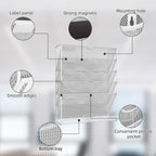6 Tier Magnetic File Holder, No Drilling Installation File Cabinet Organizer,Black Magnetic File Holders, Magnetic Paper Holder for Refrigerator,File Cabinets, Whiteboard, White