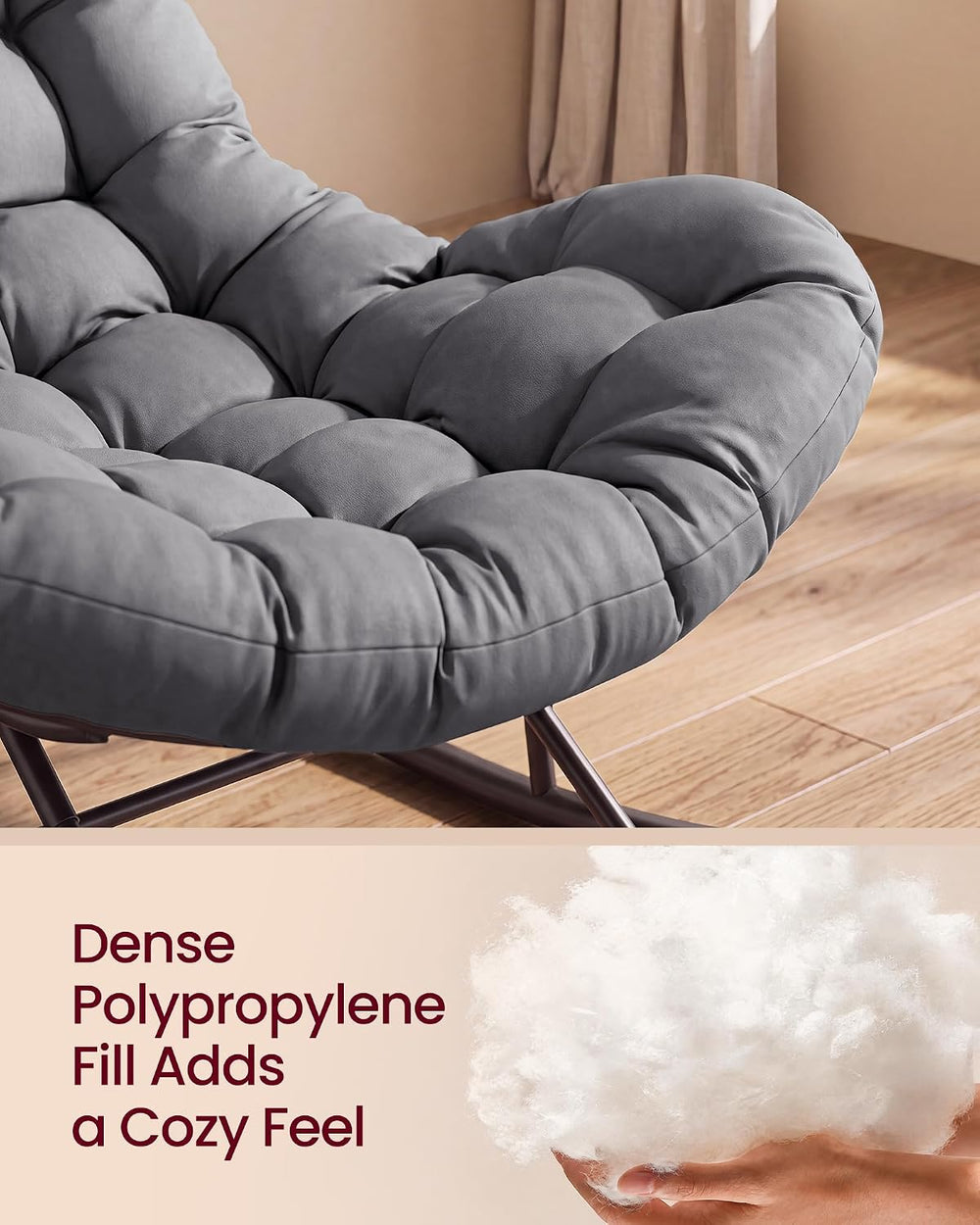 VASAGLE Outdoor Rocking Chair with Extendable Footrest, Removable Cushion