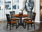 East West Furniture ANWE5-BCH-W 5 Piece Dining Set Includes a Round Kitchen Table with Pedestal and 4 Dining Room Chairs, 36x36 Inch, Black & Cherry