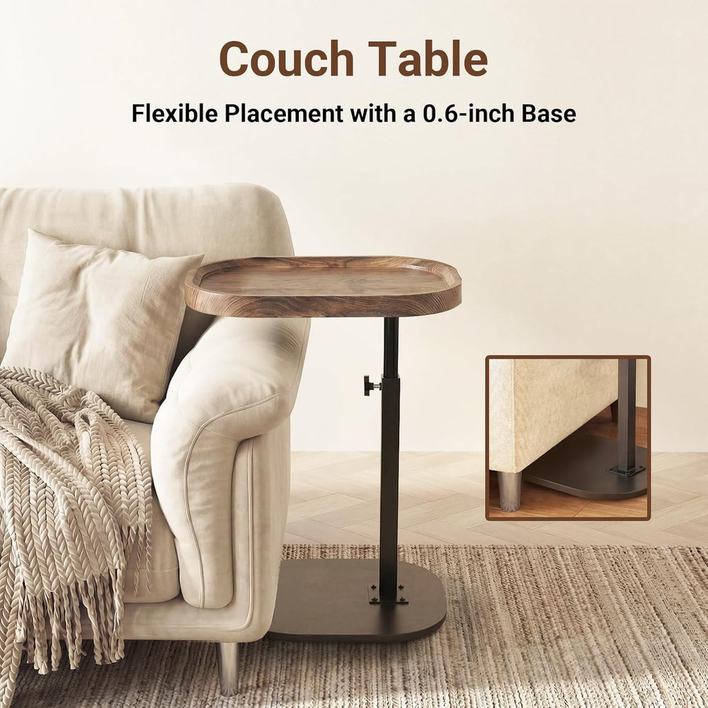 Adjustable Height TV Dinner Tray Table for Eating, 360°Swivel Small C Shaped ...