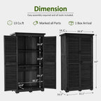 MCombo Outdoor Storage Cabinet, Garden Storage Shed, Outside Vertical Shed with Lockers, Outdoor 63 Inches Wood Tall Cabinet for Yard and Patio 0870 (Black)