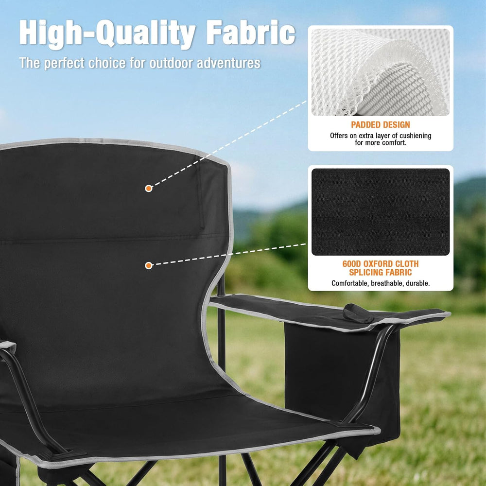 Romswi Lightweight 2Pcs Camping Chairs for Adults, Folding Lawn Chair with 4-...