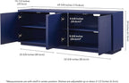 Henn&Hart Fluted TV Stand for TVs up to 75" with 2 Concealed Ribbed Storage Cabinets and Adjustable Shelves for Living Room, Family Room, or Office, Navy