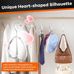 Love Shape Multipurpose Closet Hangers-Tie and Belt Hanger for Closet- Ideal for Storing Belts, Ties, Scarfs, Baseball Hats, Purses & More- Great Space Saving Belt Organizer for Wardrobe - Silvery
