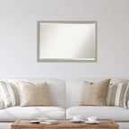 Amanti Art Grey Wall Mirror 26x38 Woodgrain Stripe Grey Rectangle Bathroom Mirror for Wall Decor Living Room, Large Casual Wood Frame, Hangs Horizonally and Vertically, Bathroom Decor, Beveled Edge