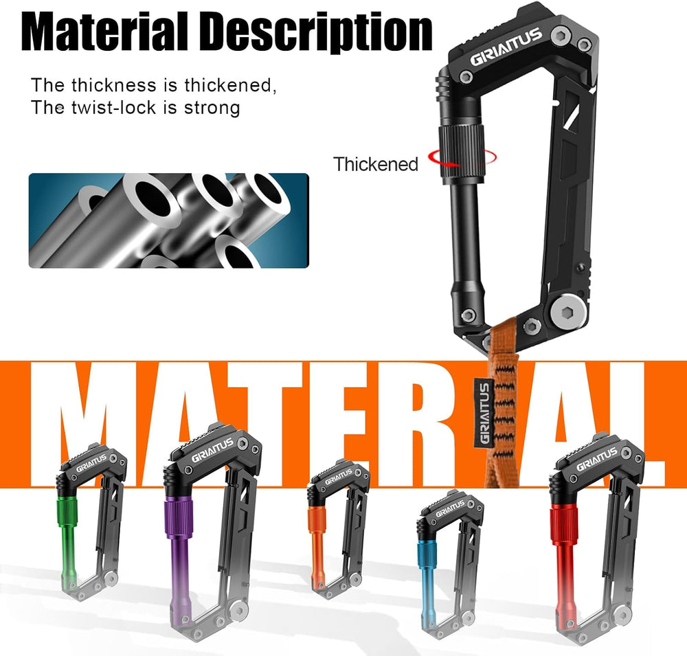 Carabiner Multitool 8-in-1 EDC Carabiners Pocket Knife for Camping, Black