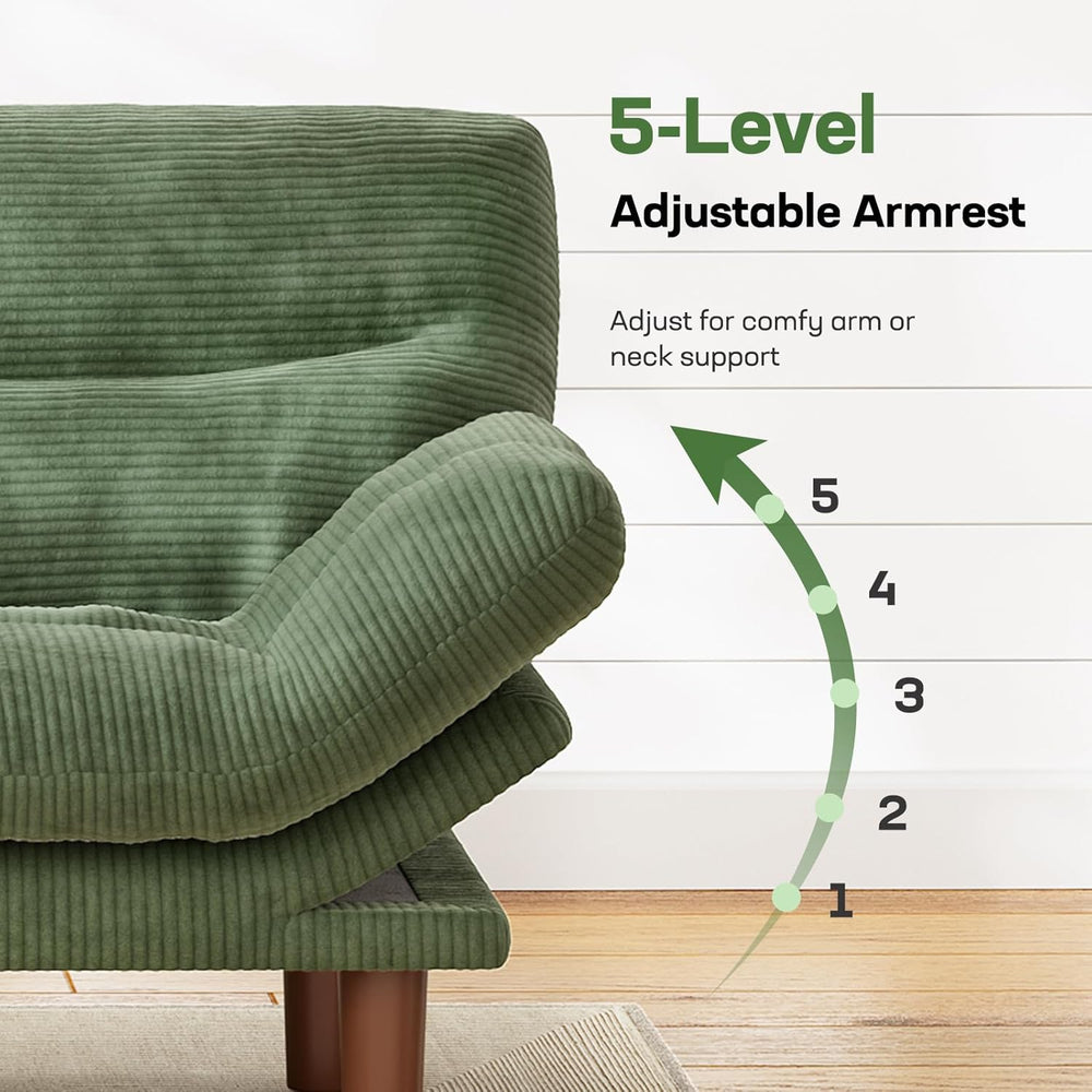 Marsail 66.1" Futon Sofa Bed, Corduroy Convertible Futon Couch with Adju...