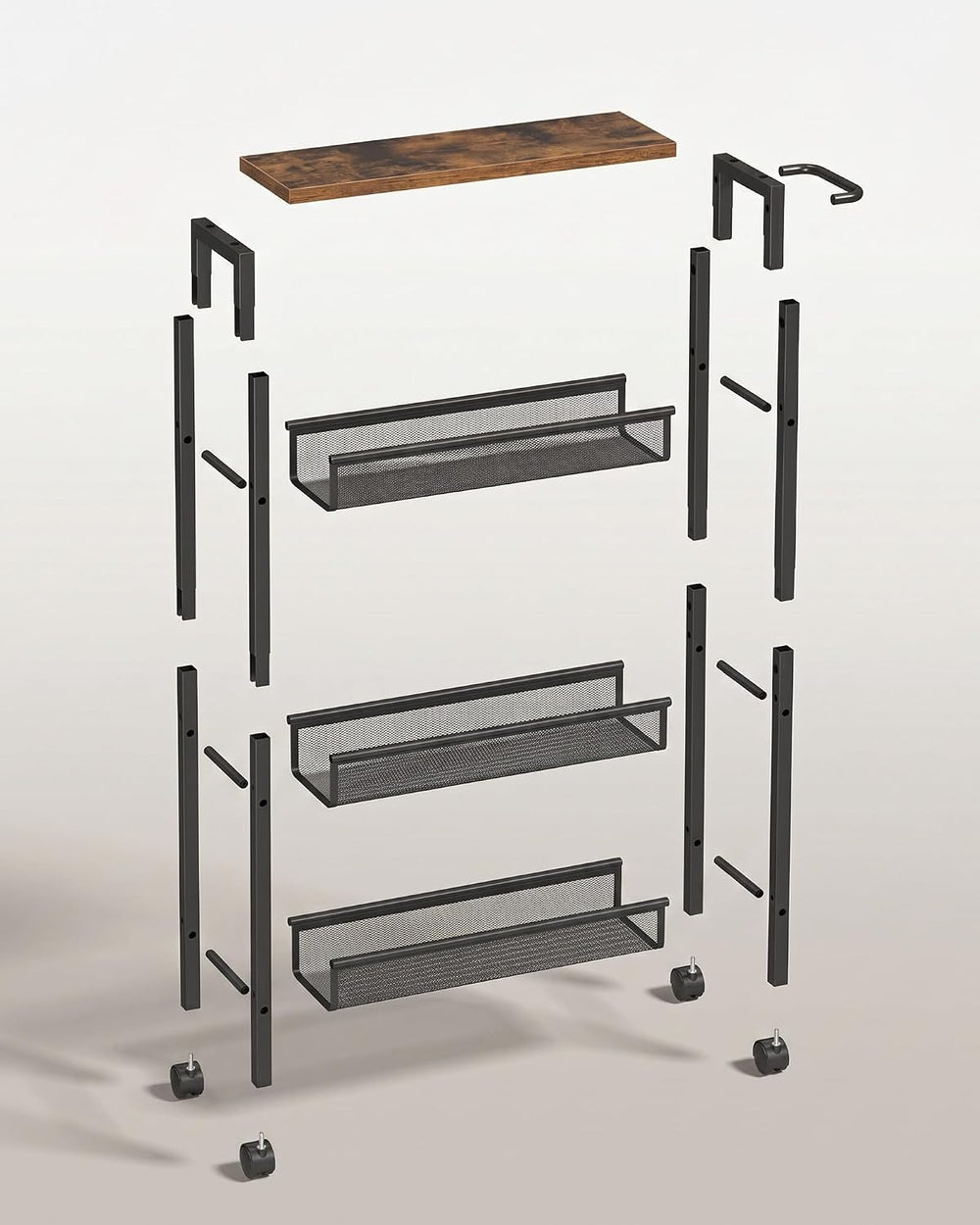 SONGMICS HOME Slim Rolling Cart, 4-Tier Storage Cart with Wheels and Handle, ...