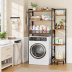 K1 Heavy Duty 7-Tier Over The Toilet Storage（With Basket and Paper Hook）Freestanding Above Toilet Shelf with Adjustable Feet，Space Saver Bathroom Shelves 9.3"D x 33.5"W x 63.8"H，Rustic Brown