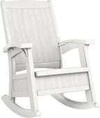 Suncast Outdoor Patio Rocking Chair with 7 Gal. of Under-Seat Storage, Stylish Faux Wood Outdoor Rocker for Patios, Ice Cube