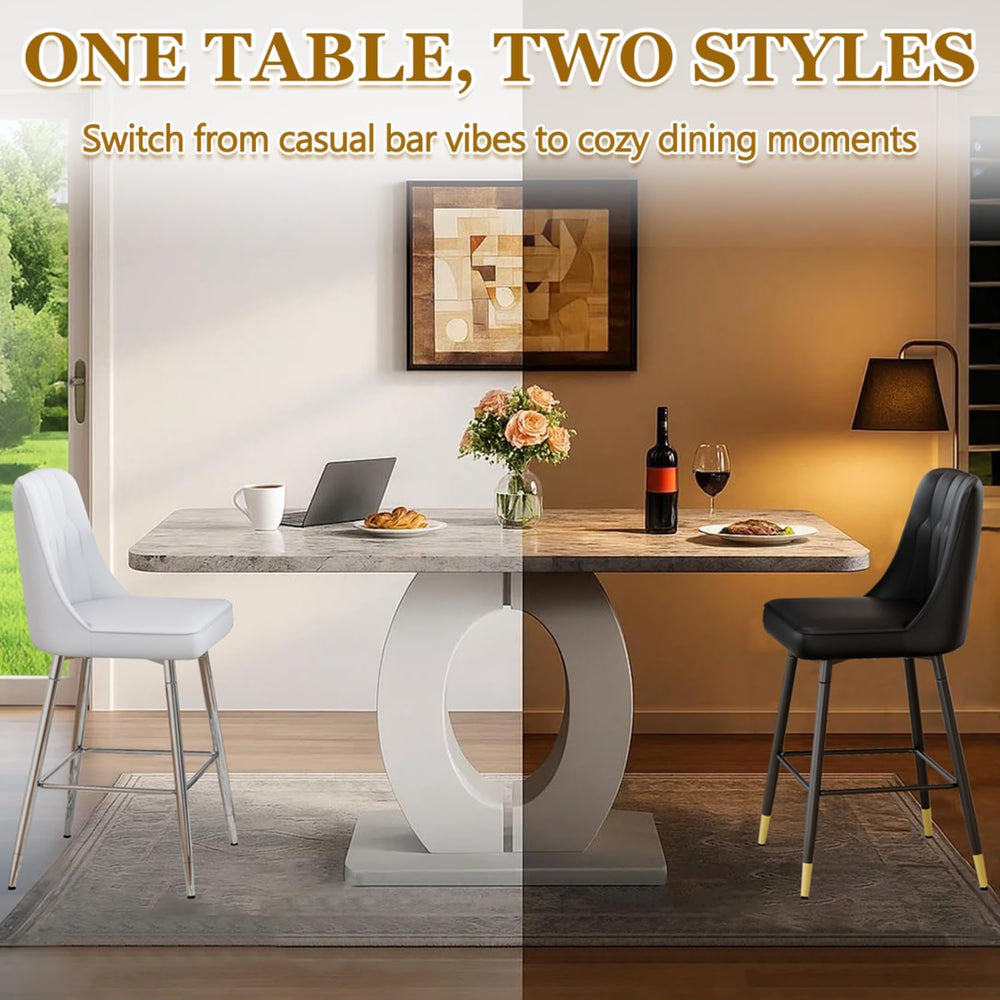63'' Marble Dining Table Set for 6,Modern Counter Height Dining Table...